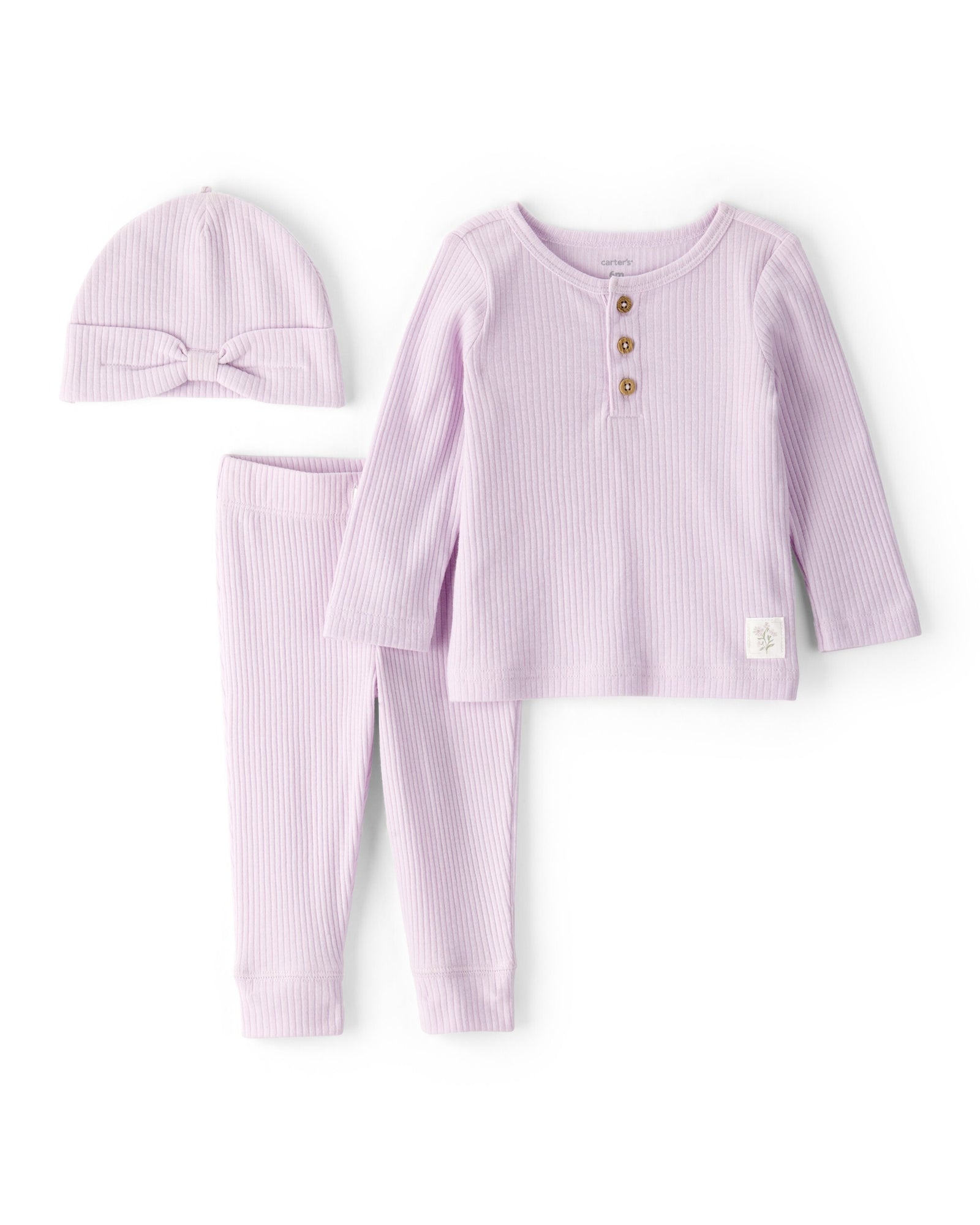 Conjunto de 3 piezas con tejido de punto calado - Lila