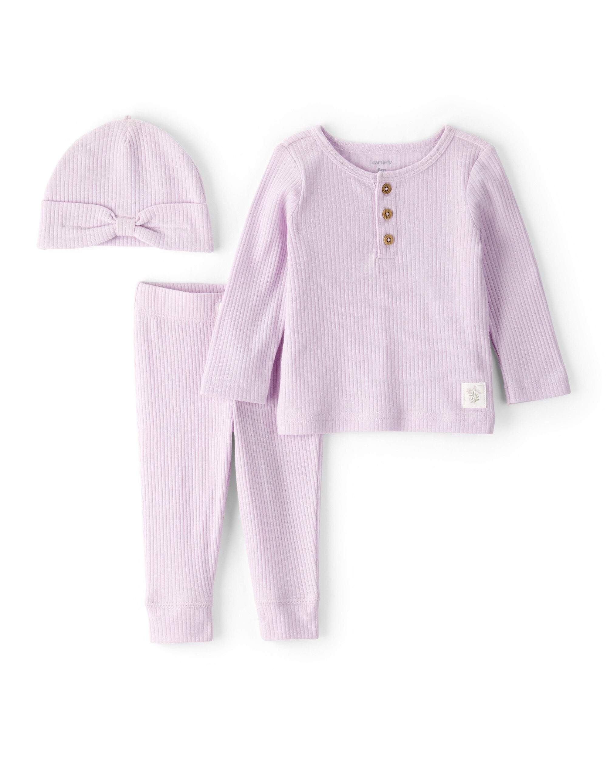 Conjunto de 3 piezas con tejido de punto calado - Lila