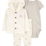 Conjunto de 3 piezas con chaqueta - Elefantes - Blanco