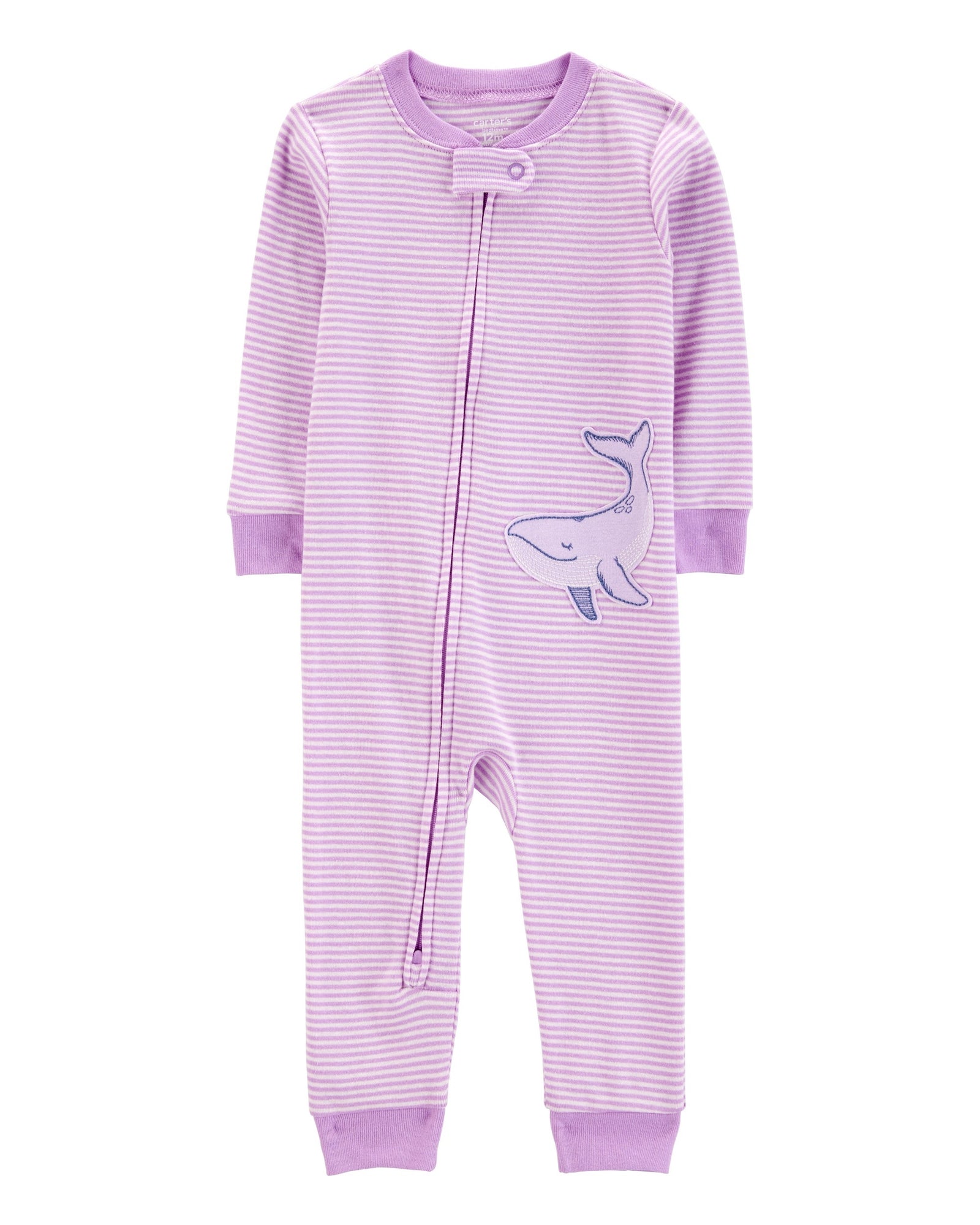 Pijama de Algodón De Ajuste Perfecto - Ballena Rayas - Lila