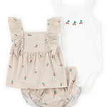 Conjunto de 3 piezas con shorts - Cerezas