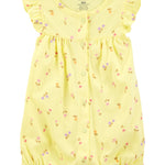 Romper De Manga Corta con Estampado Floral - Amarillo