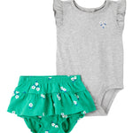 Conjunto de 2 piezas pañalero y pantalón - Flores