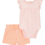 Conjunto de 2 piezas pañalero y pantalón - Cuadros Gignham