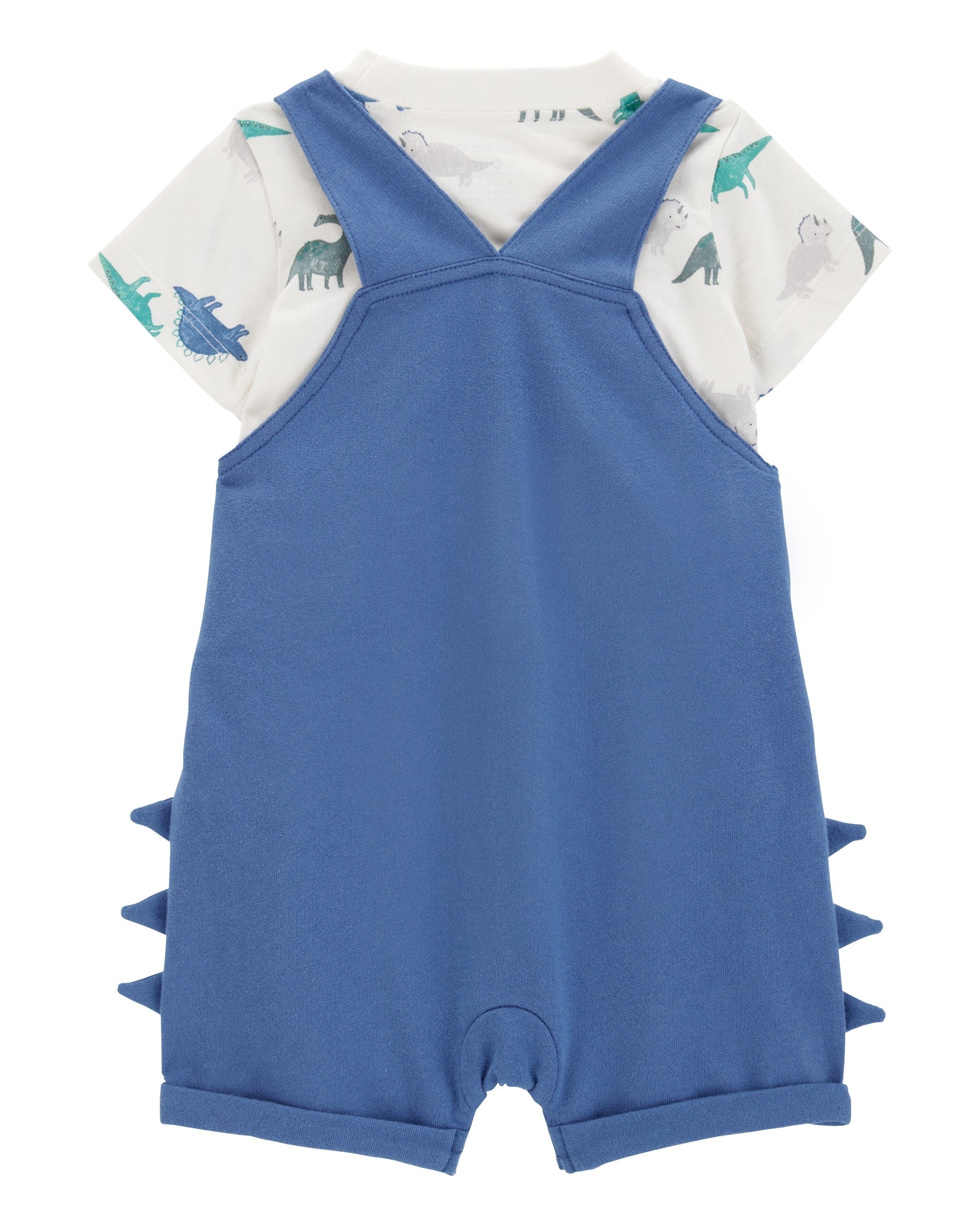 Conjunto de 2 piezas overol corto - Dinosaurio - Azul