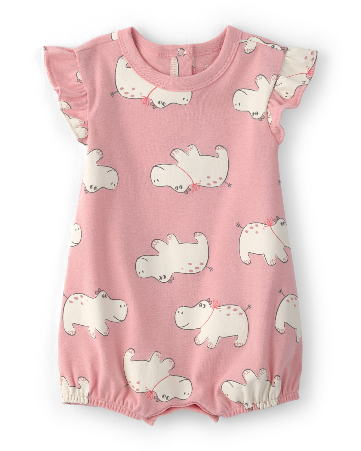 Romper De Manga Corta Con Estampado De Hipos - Rosa