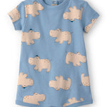 Romper De Manga Corta Con Estampado De Hipos - Azul