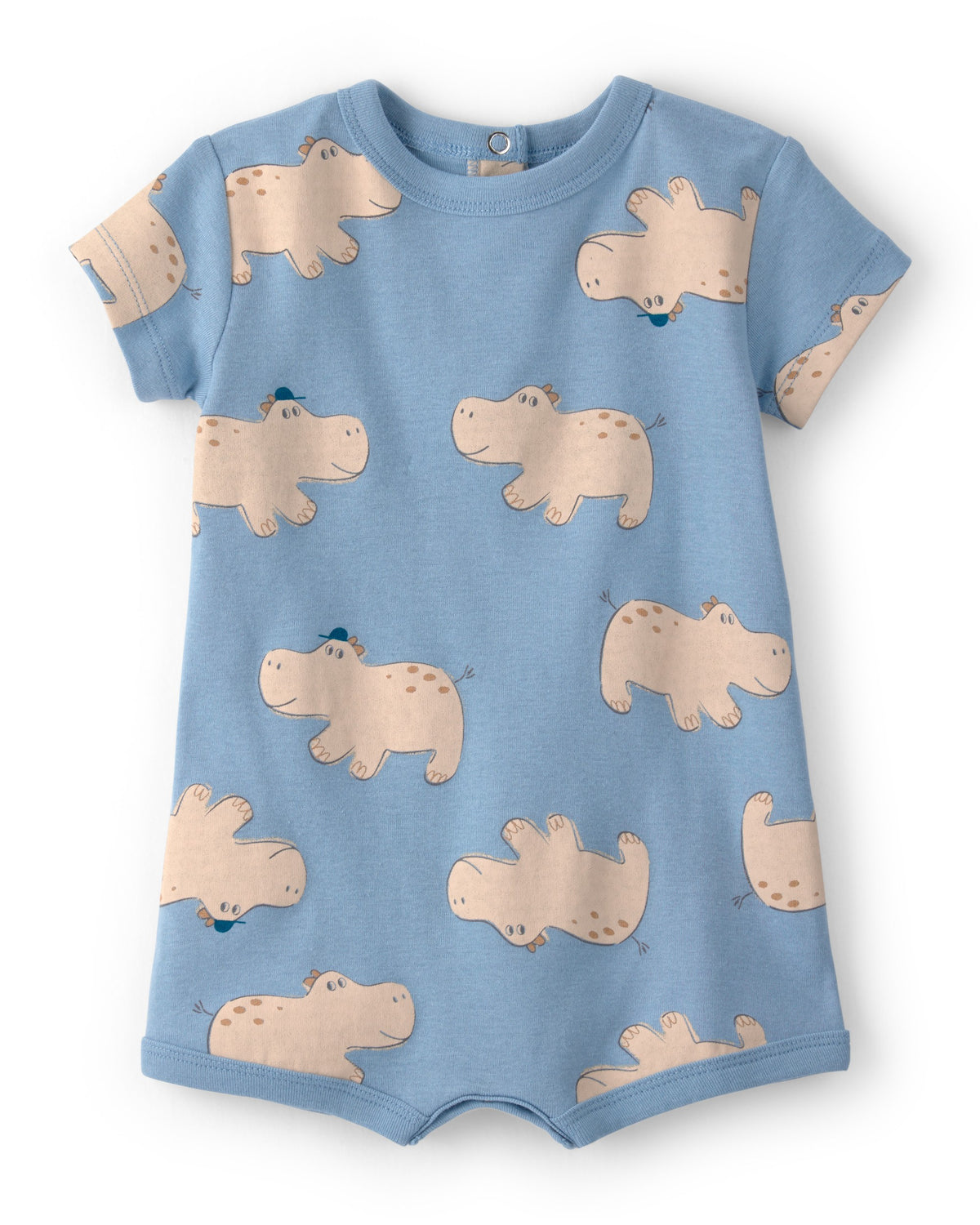 Romper De Manga Corta Con Estampado De Hipos - Azul