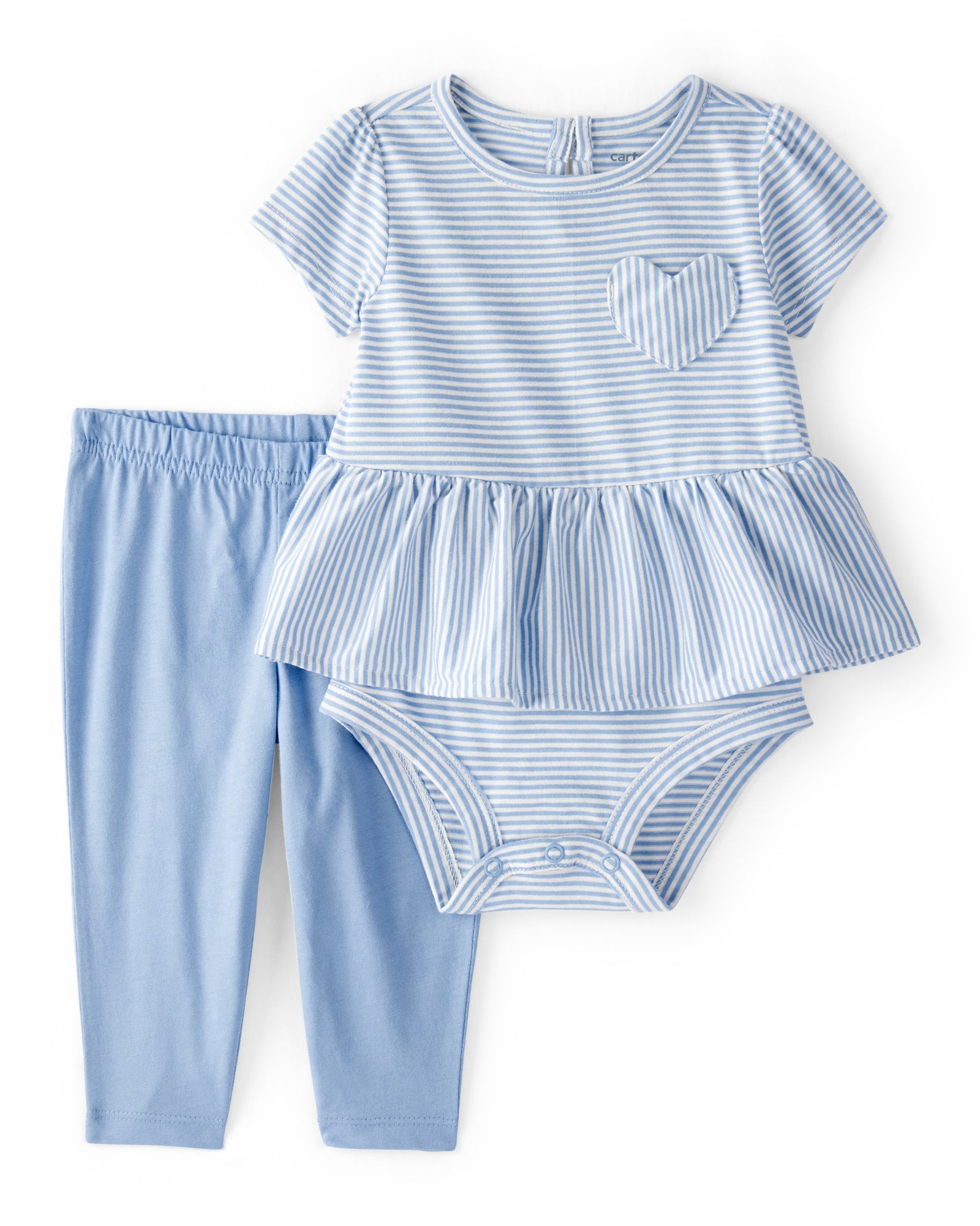 Conjunto de 2 piezas pañalero peplum y pantalón - Rayas - Azul