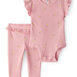Conjunto de Pañalero y Pantalón de Limones - Rosado