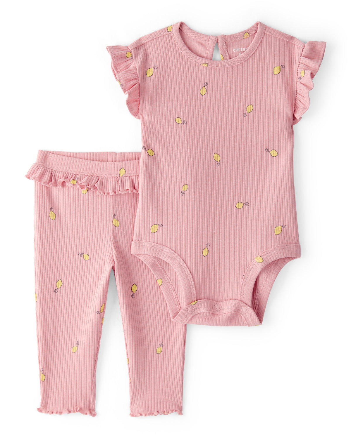Conjunto de Pañalero y Pantalón de Limones - Rosado