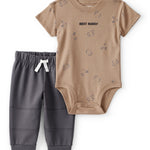 Conjunto de Pañalero y Jogger 'Best Buddy' - Café