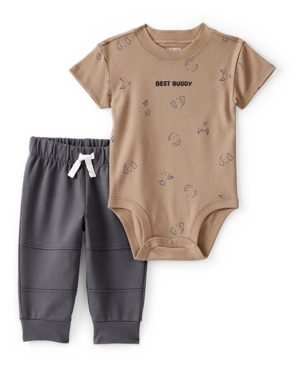 Conjunto de Pañalero y Jogger 'Best Buddy' - Café