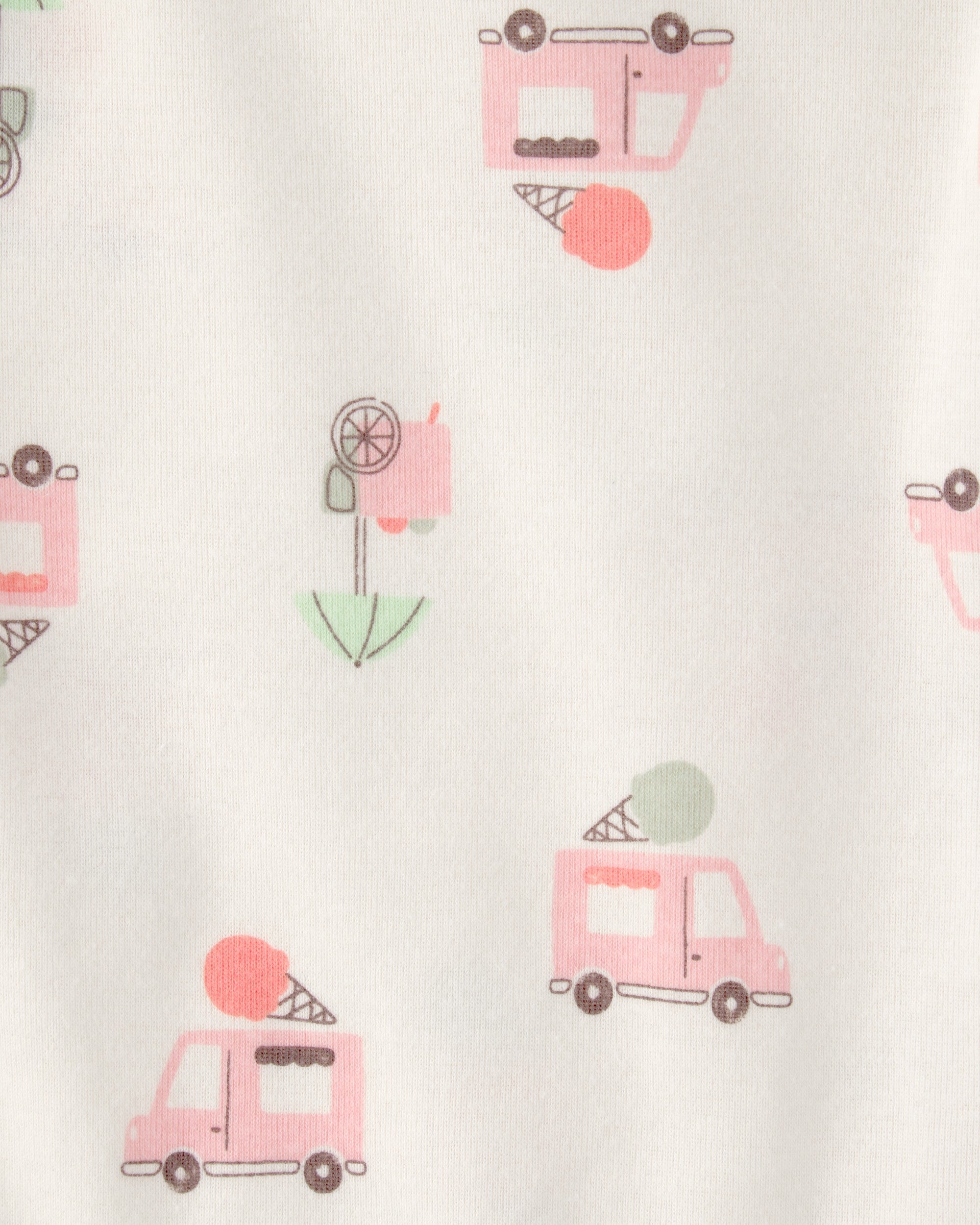 Conjunto de 3 piezas con shorts - camión de helados - rosados