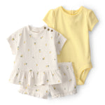 Conjunto De 3 Piezas Pañalero, Playera Y Short De Limones - Multi