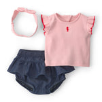 Conjunto De 3 Piezas - Diadema, Playera y Short - Rosa