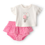 Conjunto De 2 Piezas Con Playera Con Helado Y Short - Rosa