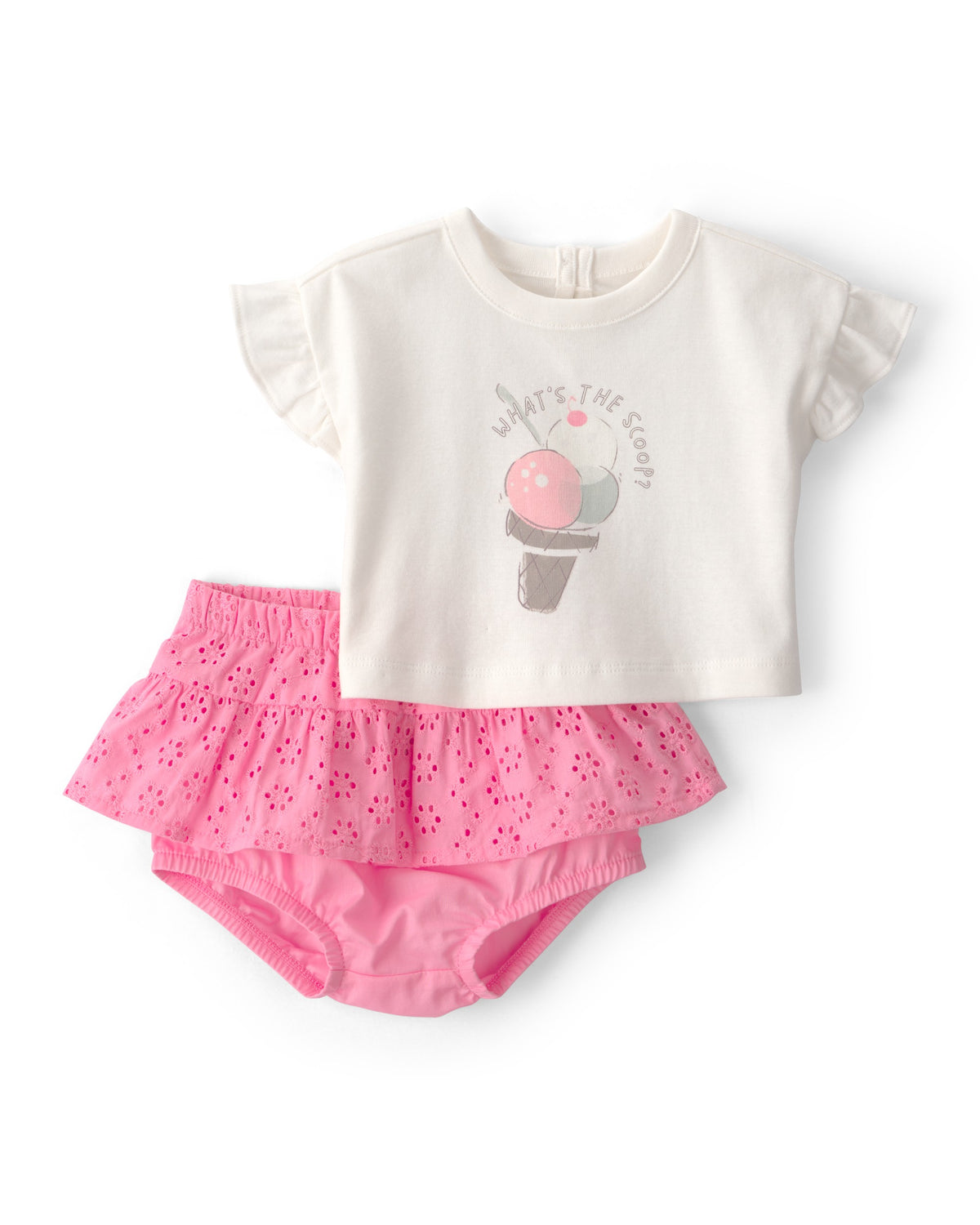 Conjunto De 2 Piezas Con Playera Con Helado Y Short - Rosa
