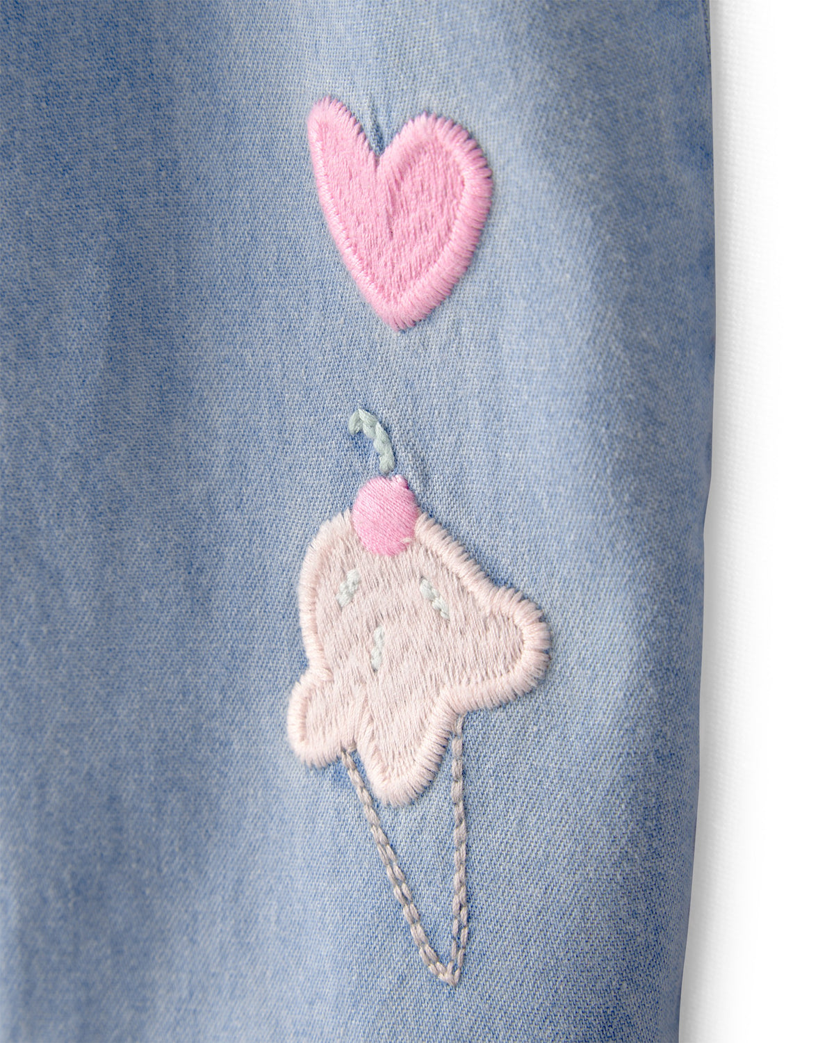 Jumpsuit Sin Mangas De Chambray Con Bordados - Azul
