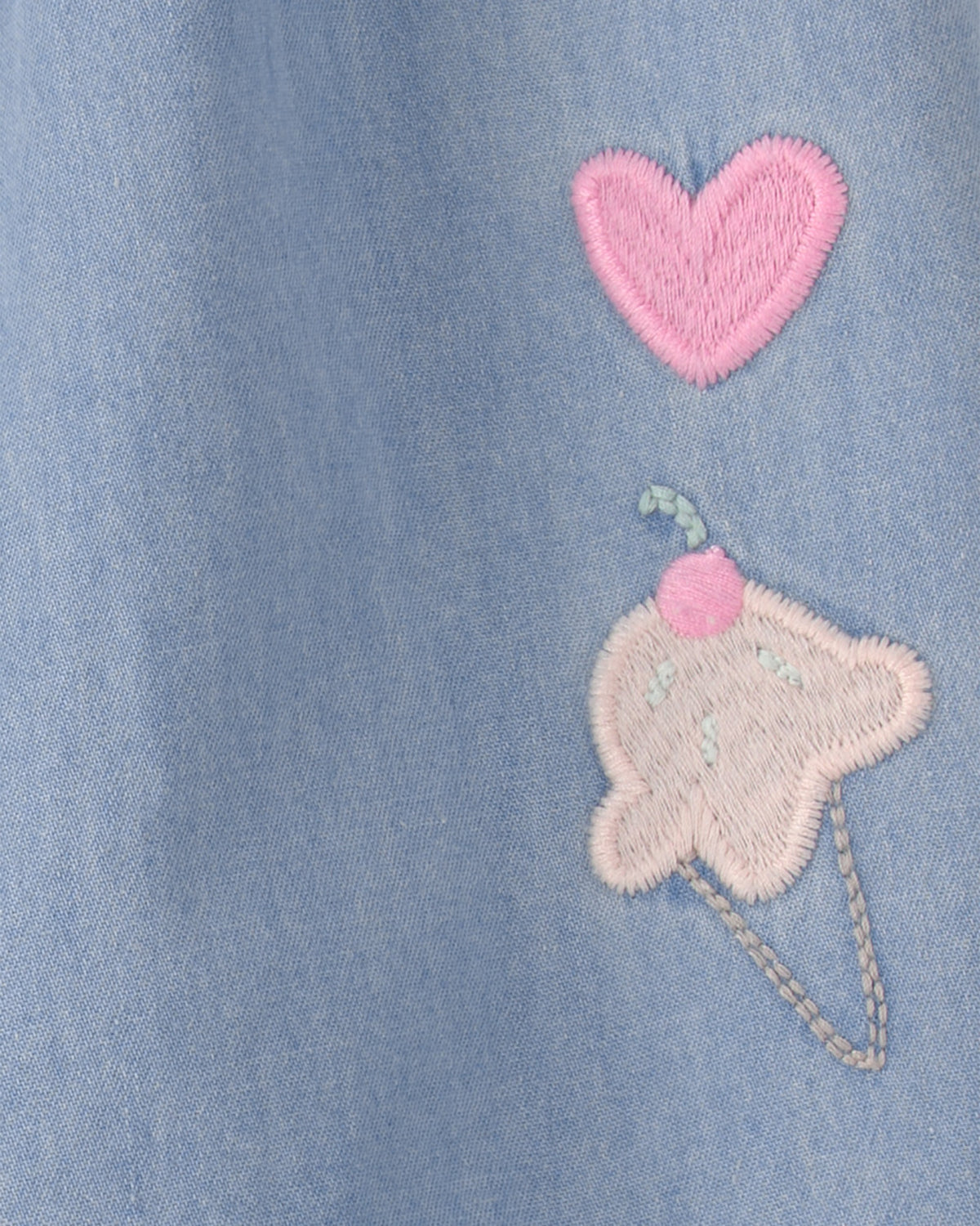 Jumpsuit Sin Mangas De Chambray Con Bordados - Azul