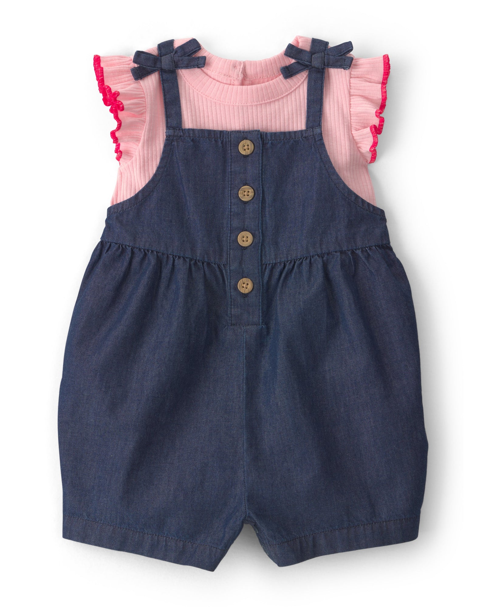 Conjunto de 2 piezas camisa y overol corto - Chambray