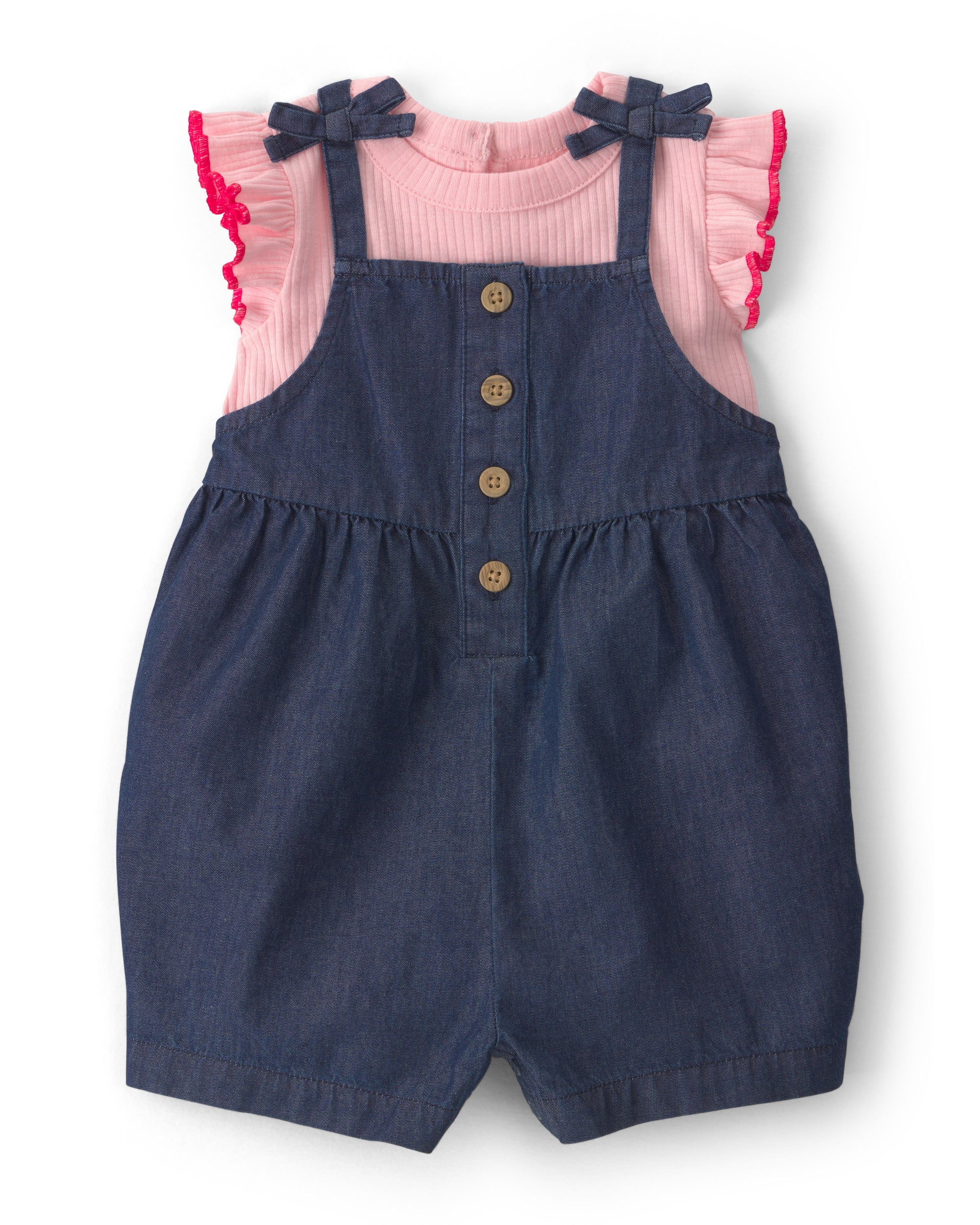Conjunto de 2 piezas camisa y overol corto - Chambray
