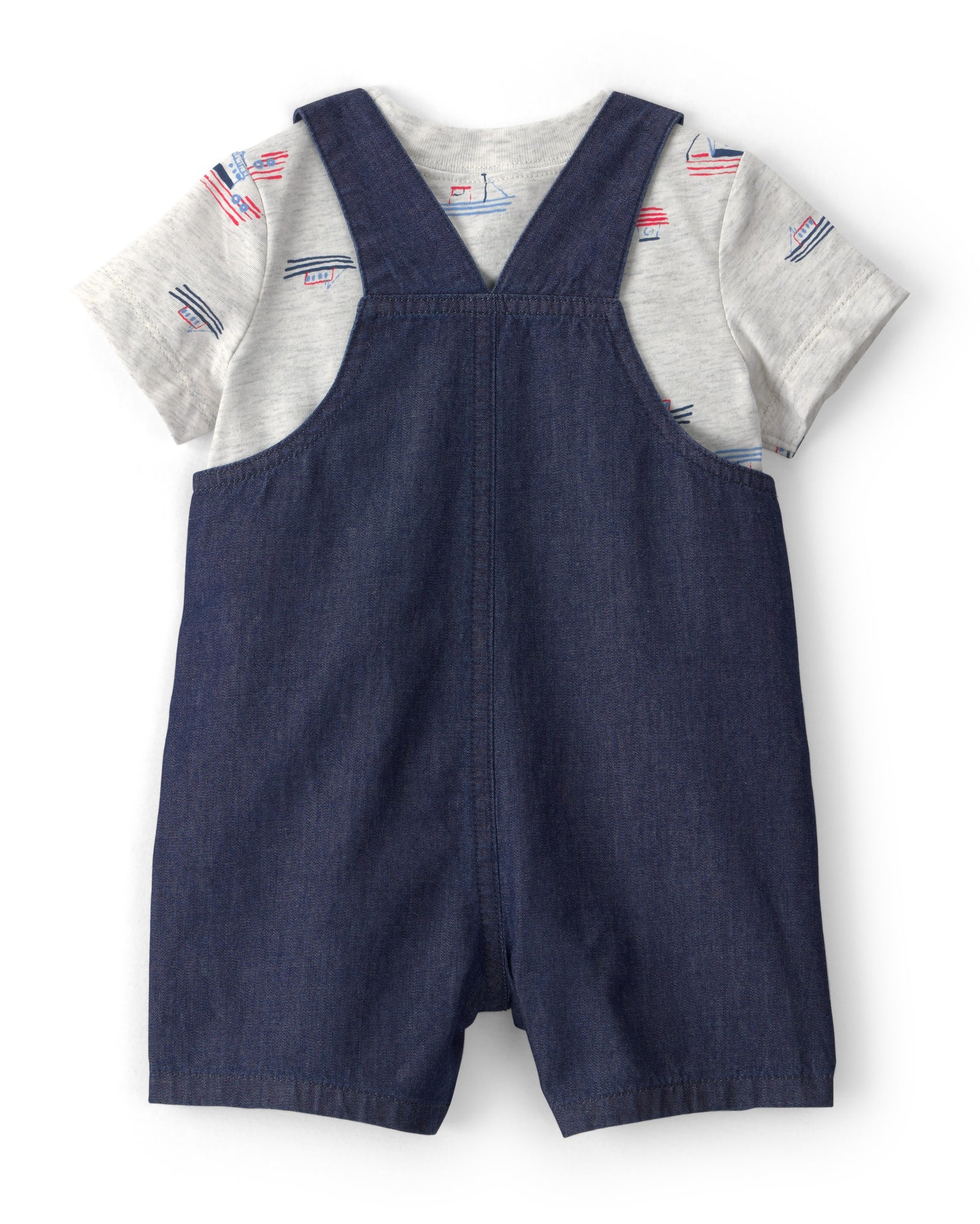 Conjunto de 2 piezas camisa y overol corto - Barquitos