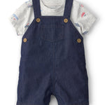 Conjunto de 2 piezas camisa y overol corto - Barquitos
