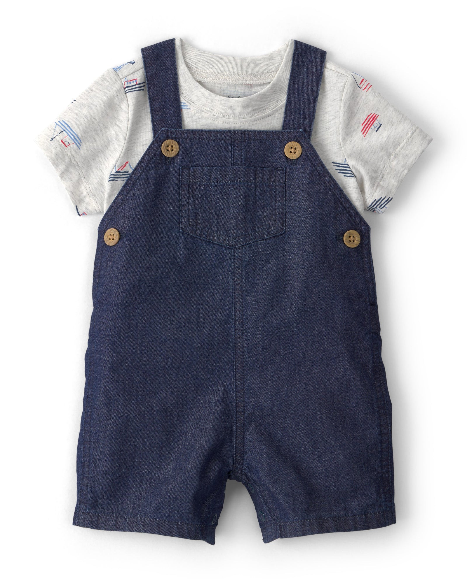Conjunto de 2 piezas camisa y overol corto - Barquitos