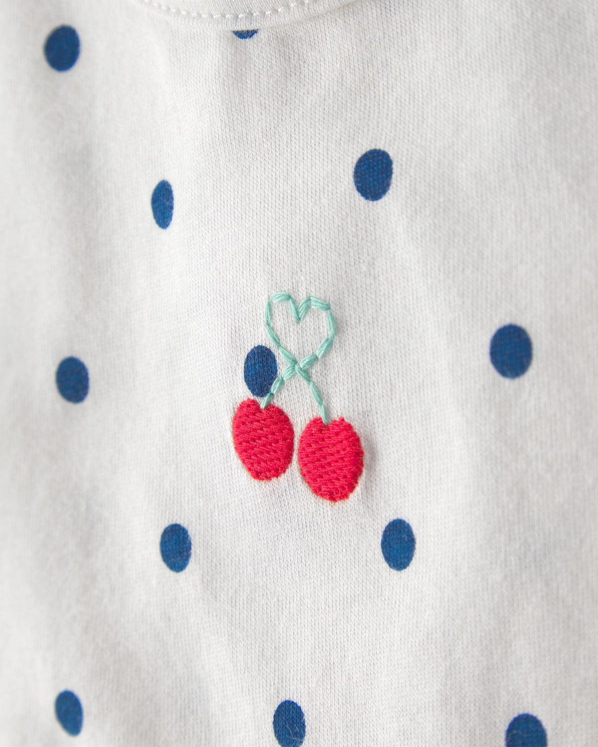 Conjunto de Pañalero y Short de Cerezas y Lunares - Blanco/Azul