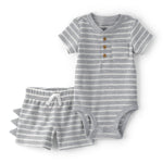 Conjunto De 2 Piezas Con Pañalero Y Short Dinosaurio - Gris