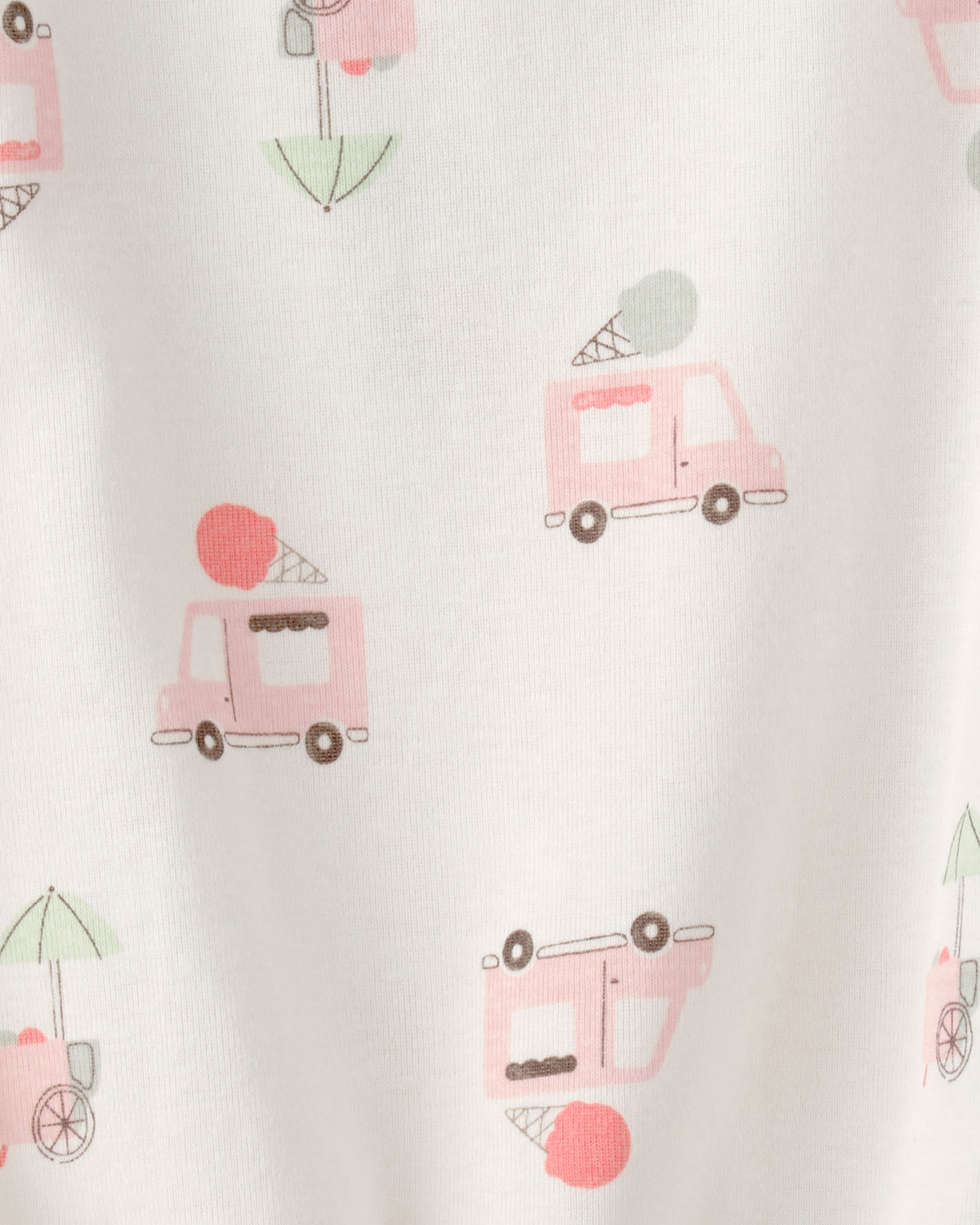Romper De Manga Corta Con Camiones De Helado - Blanco