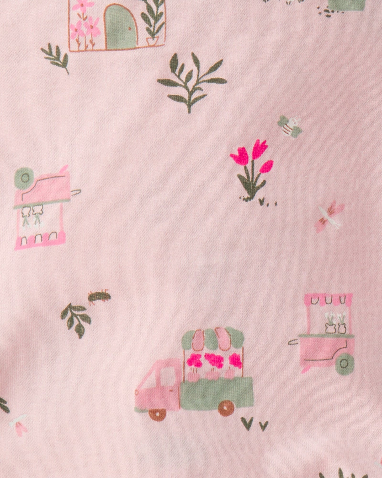 Conjunto de 2 piezas camisa y shorts - camión de flores - rosados