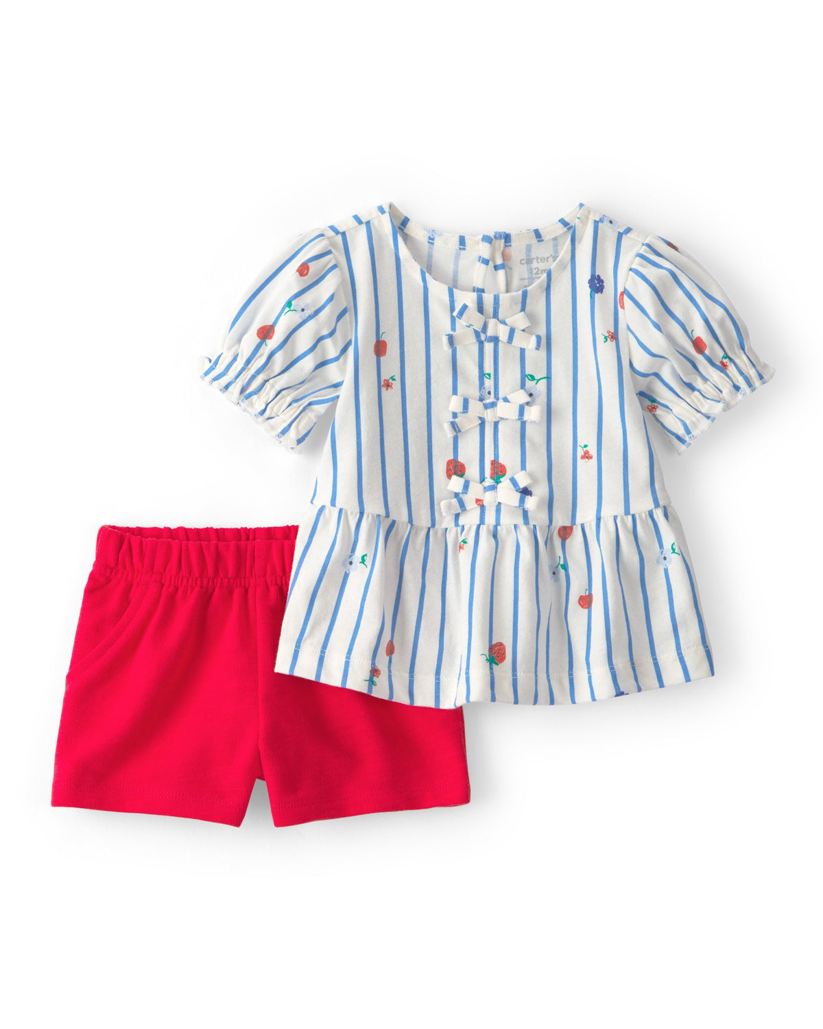 Conjunto De 2 Piezas De Playera Y Short Con Fresas Azul/Rojo - Multi
