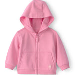 Chaqueta de Felpa Francesa con Cierre y Capucha - Rosado