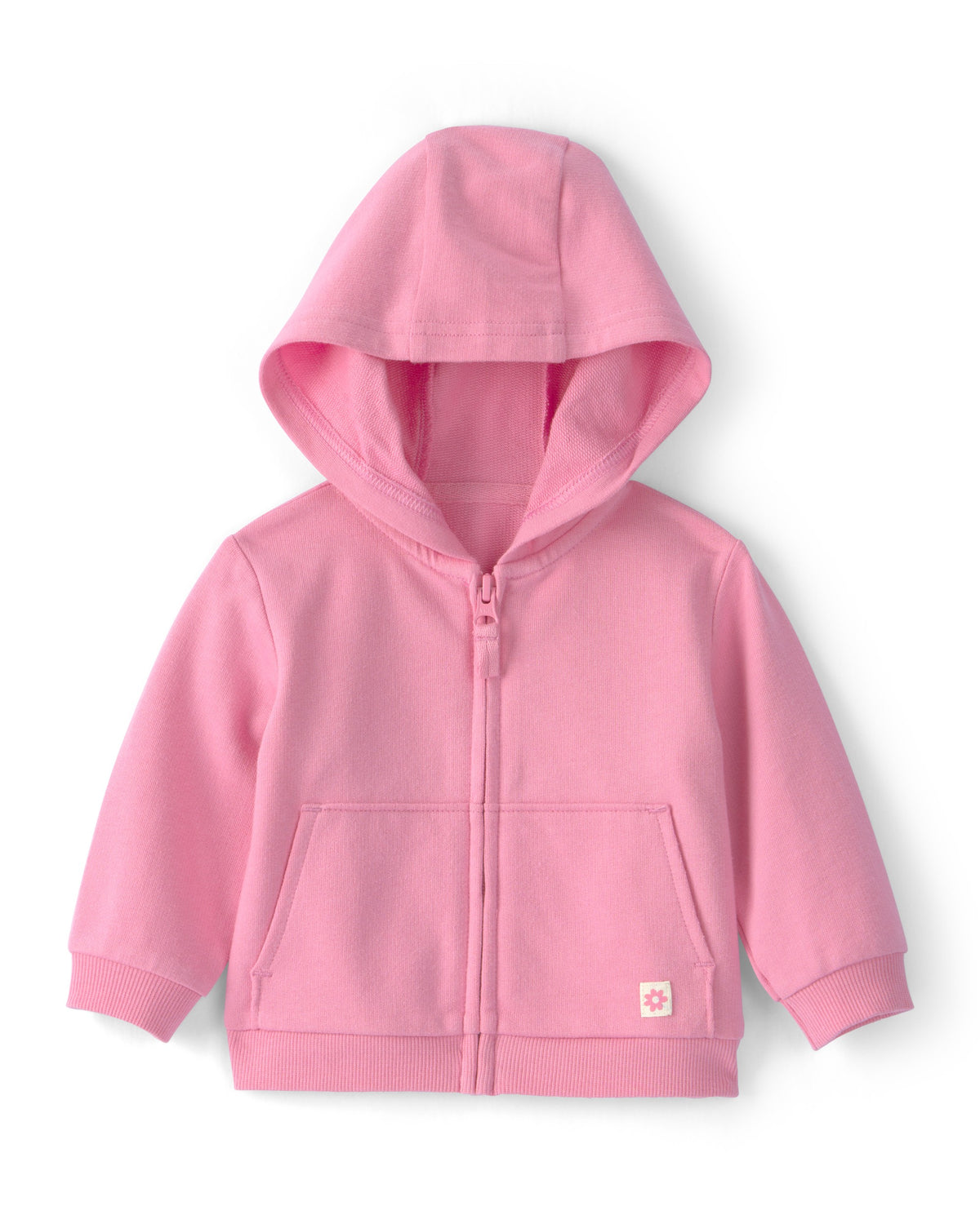 Chaqueta de Felpa Francesa con Cierre y Capucha - Rosado