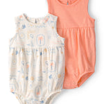 Paquete De 2 Rompers Burbuja De algodón Para la Playa - Naranja/Marfil
