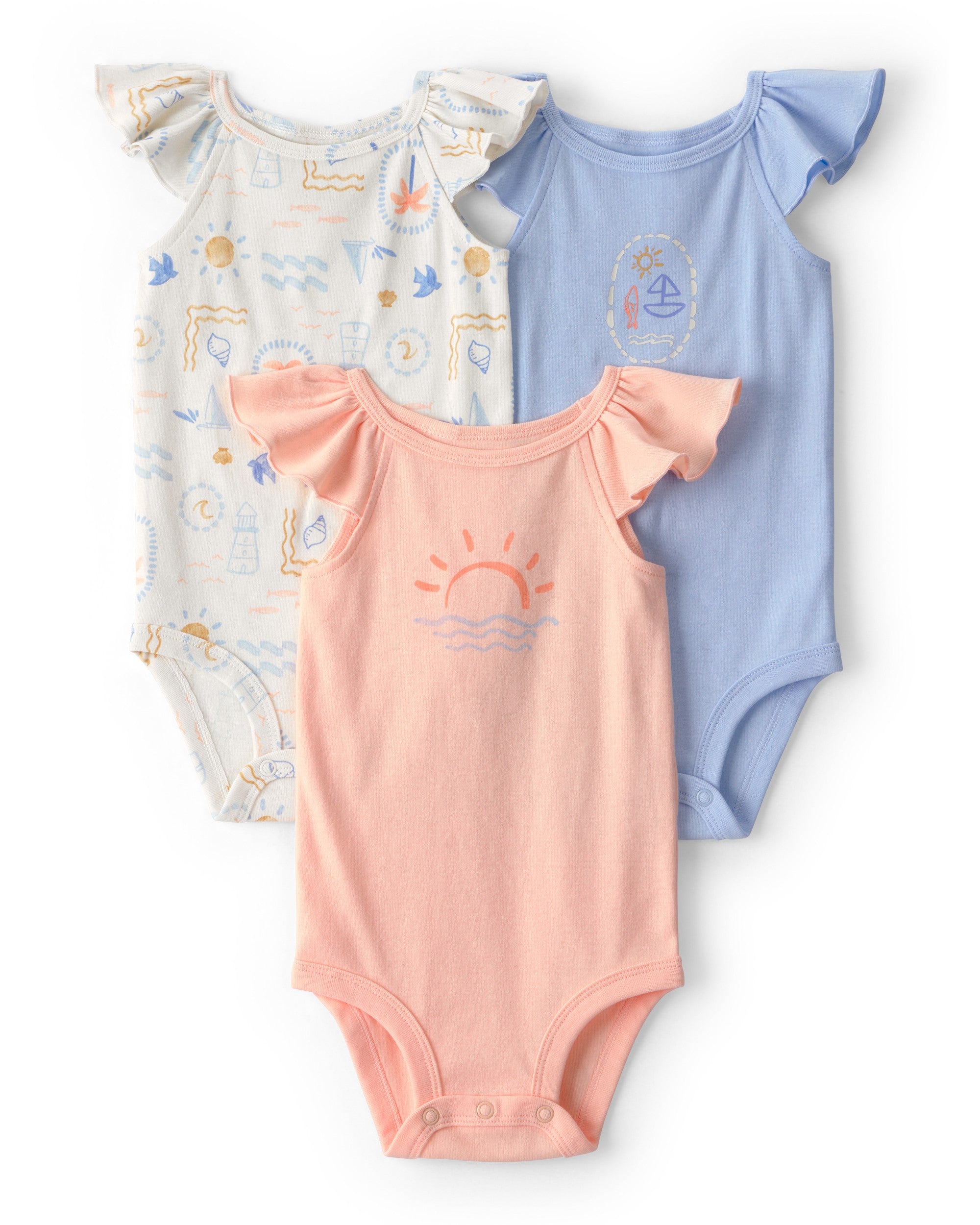 Paquete De 3 Pañaleros Con Olanes Estampado Tropical - Multi