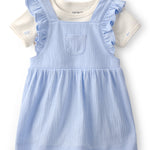 Conjunto De 2 Piezas Con Vestido Tipo Overol - Azul