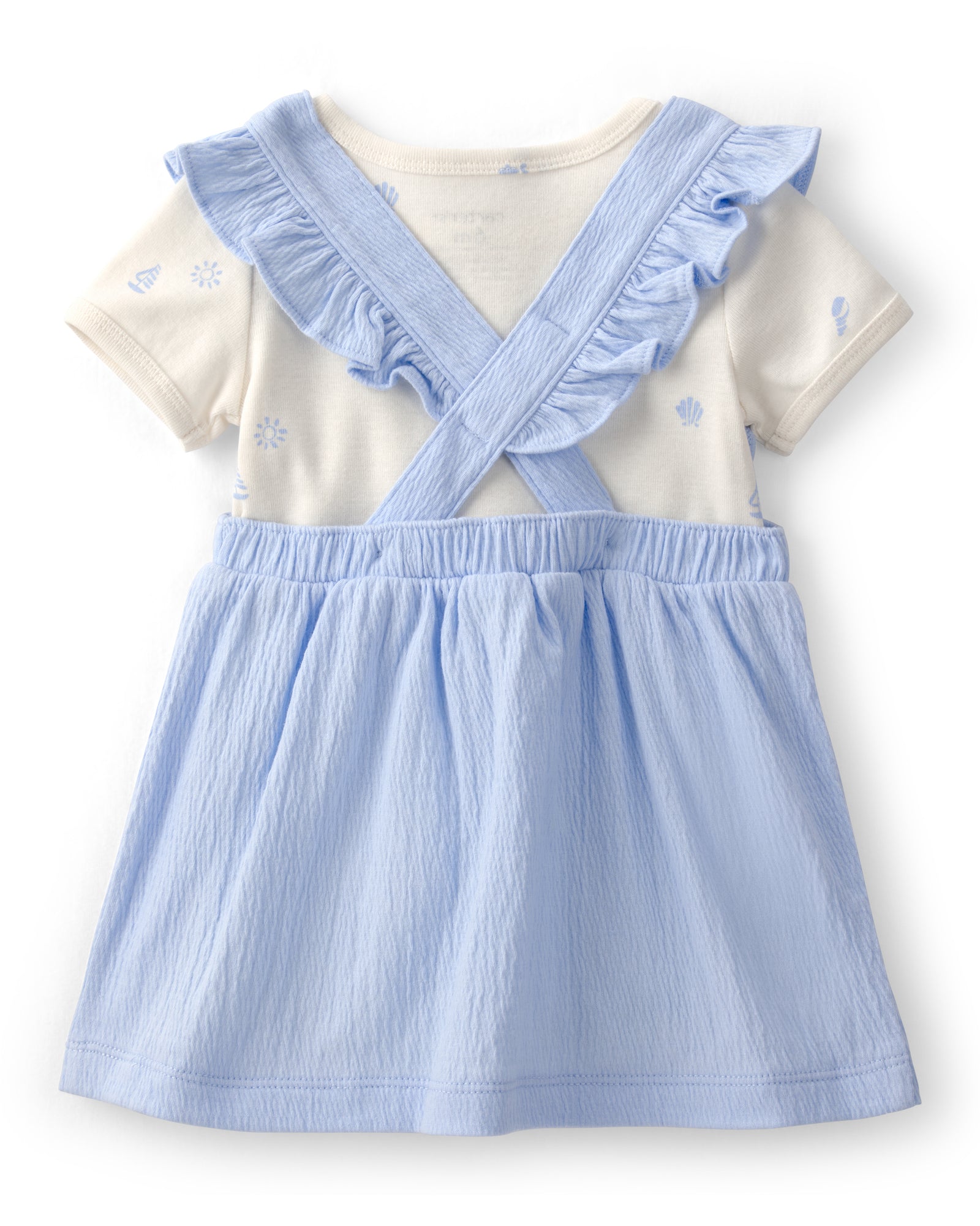 Conjunto De 2 Piezas Con Vestido Tipo Overol - Azul