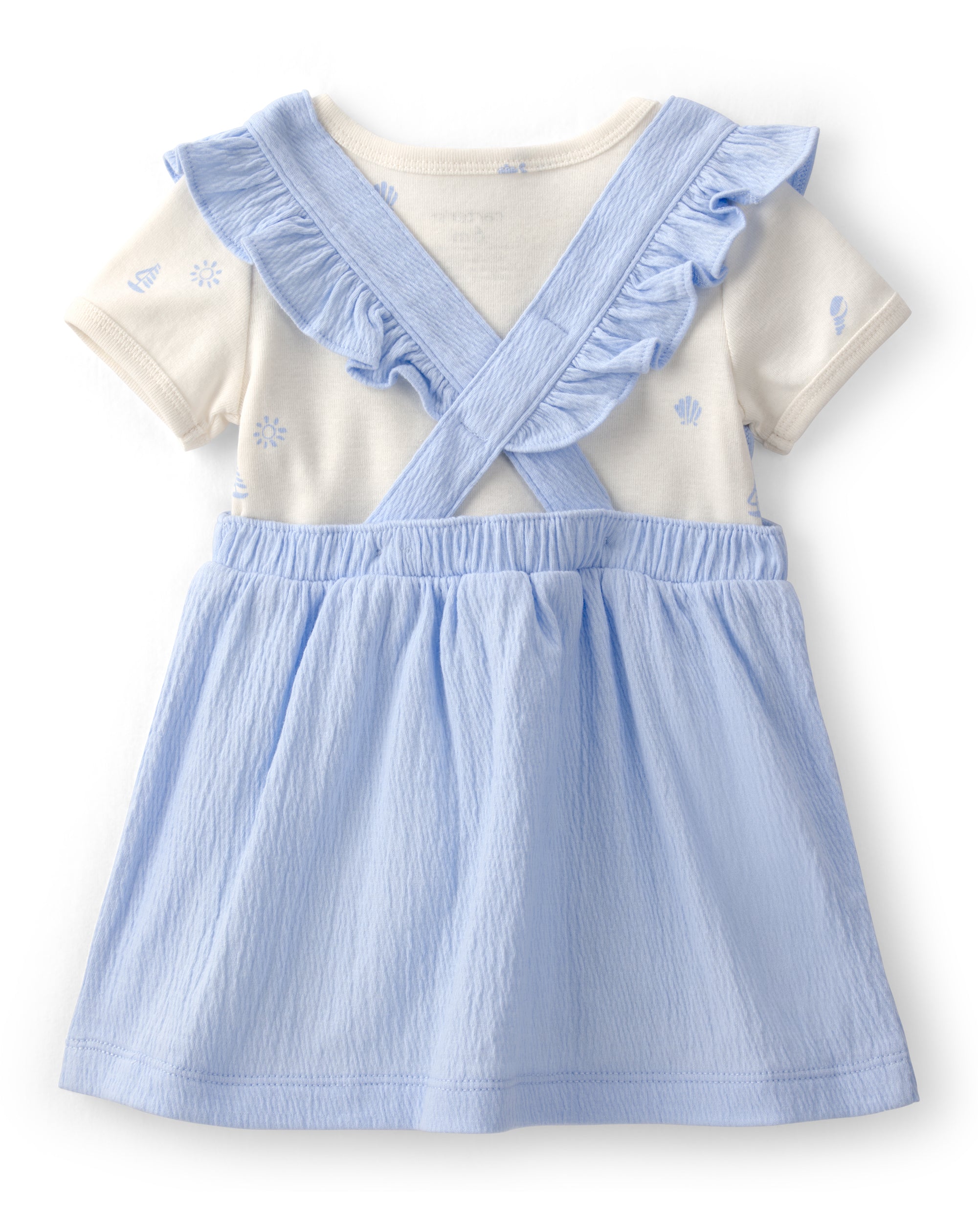 Conjunto De 2 Piezas Con Vestido Tipo Overol - Azul