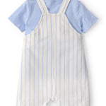 Conjunto De 2 Piezas Con Overol A Rayas - Azul