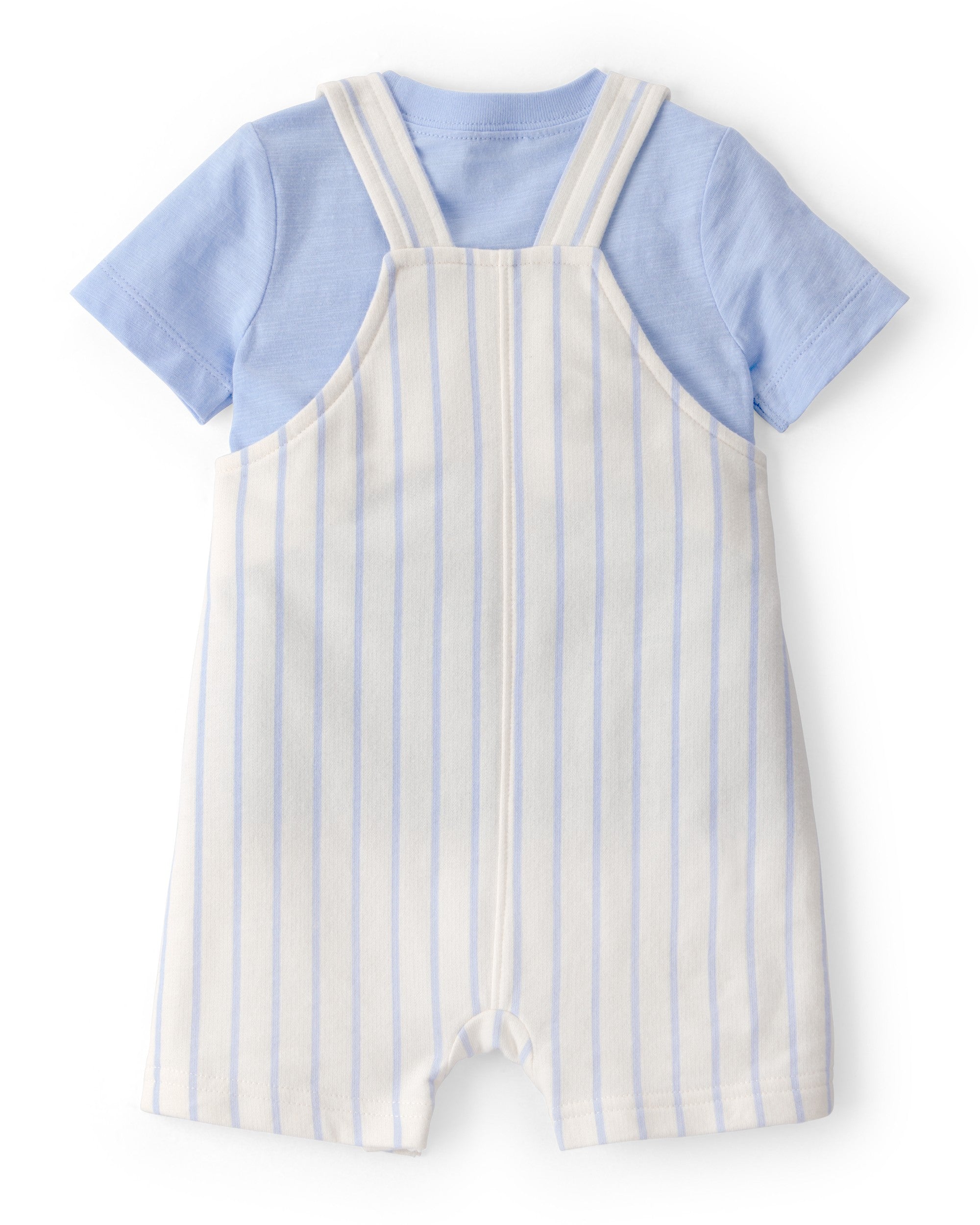 Conjunto De 2 Piezas Con Overol A Rayas - Azul