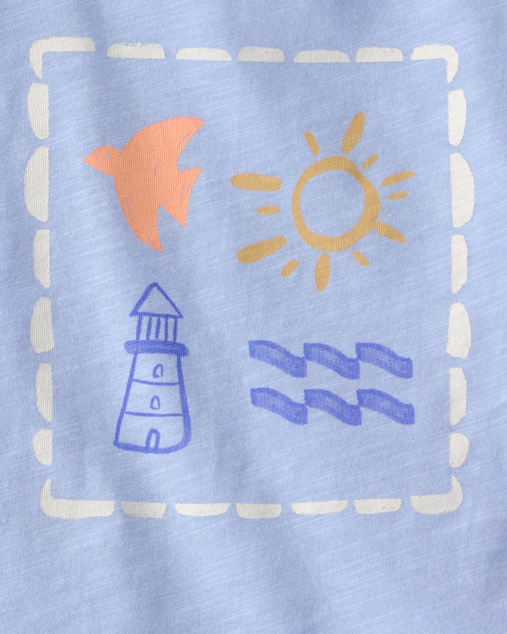 Conjunto De 2 Piezas Con Playera Y Short Estampado De Faro - Azul