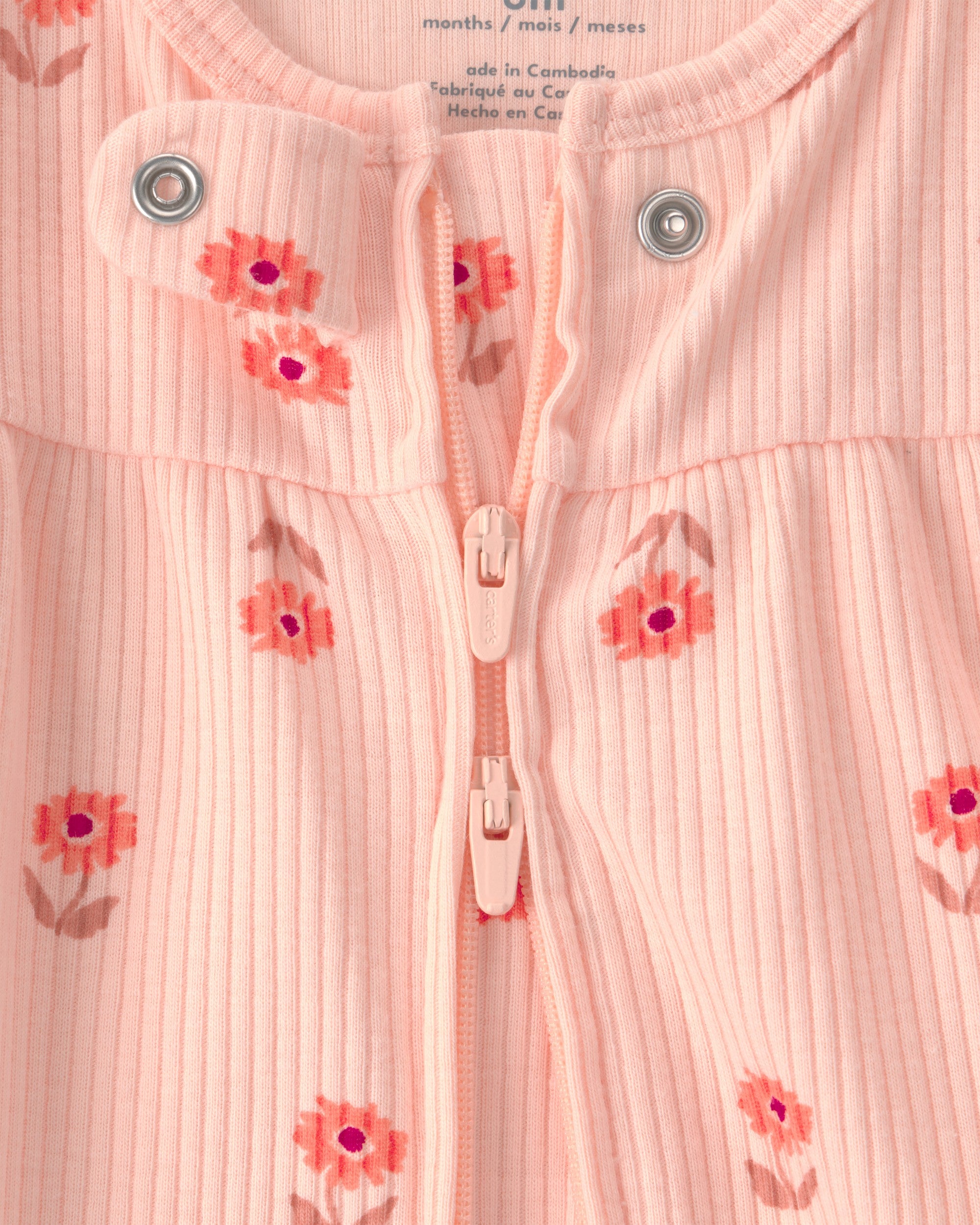 Mameluco De Cierre Doble Con Estampado Floral - Naranja