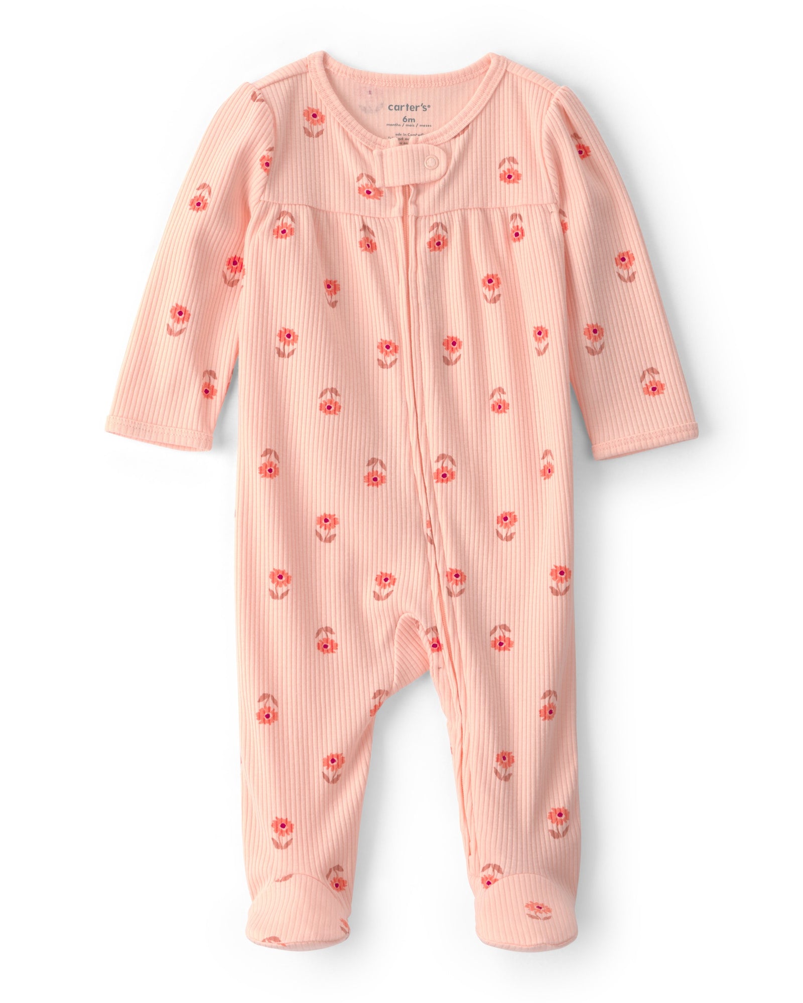 Mameluco De Cierre Doble Con Estampado Floral - Naranja