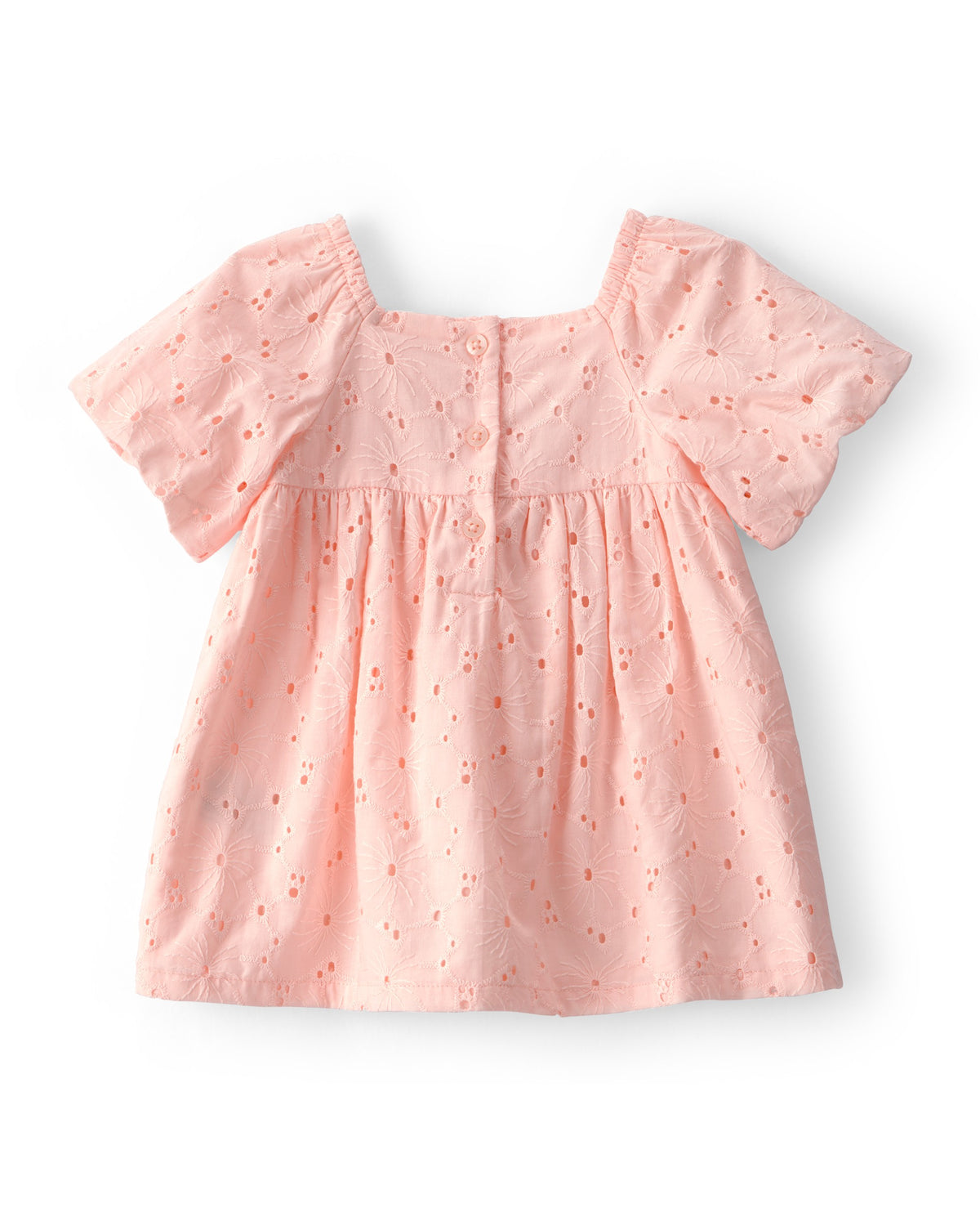 Vestido De Manga Corta Con Ojales - Rosa