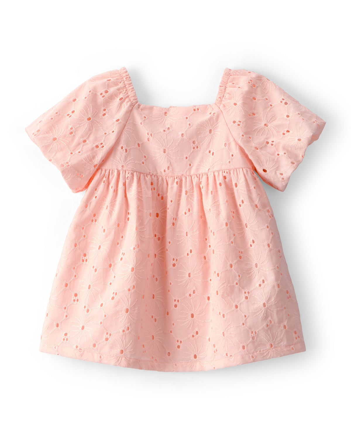 Vestido De Manga Corta Con Ojales - Rosa