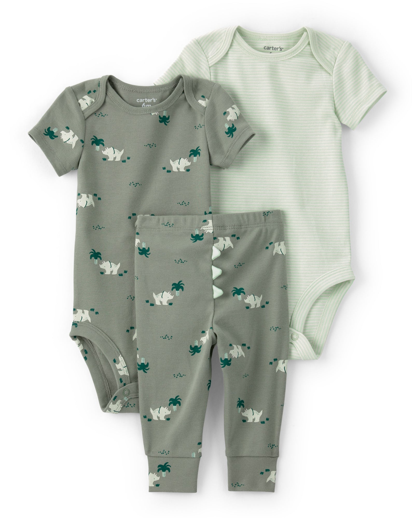 Conjunto de 3 piezas - pequeños personajes - dinosaurio - verde