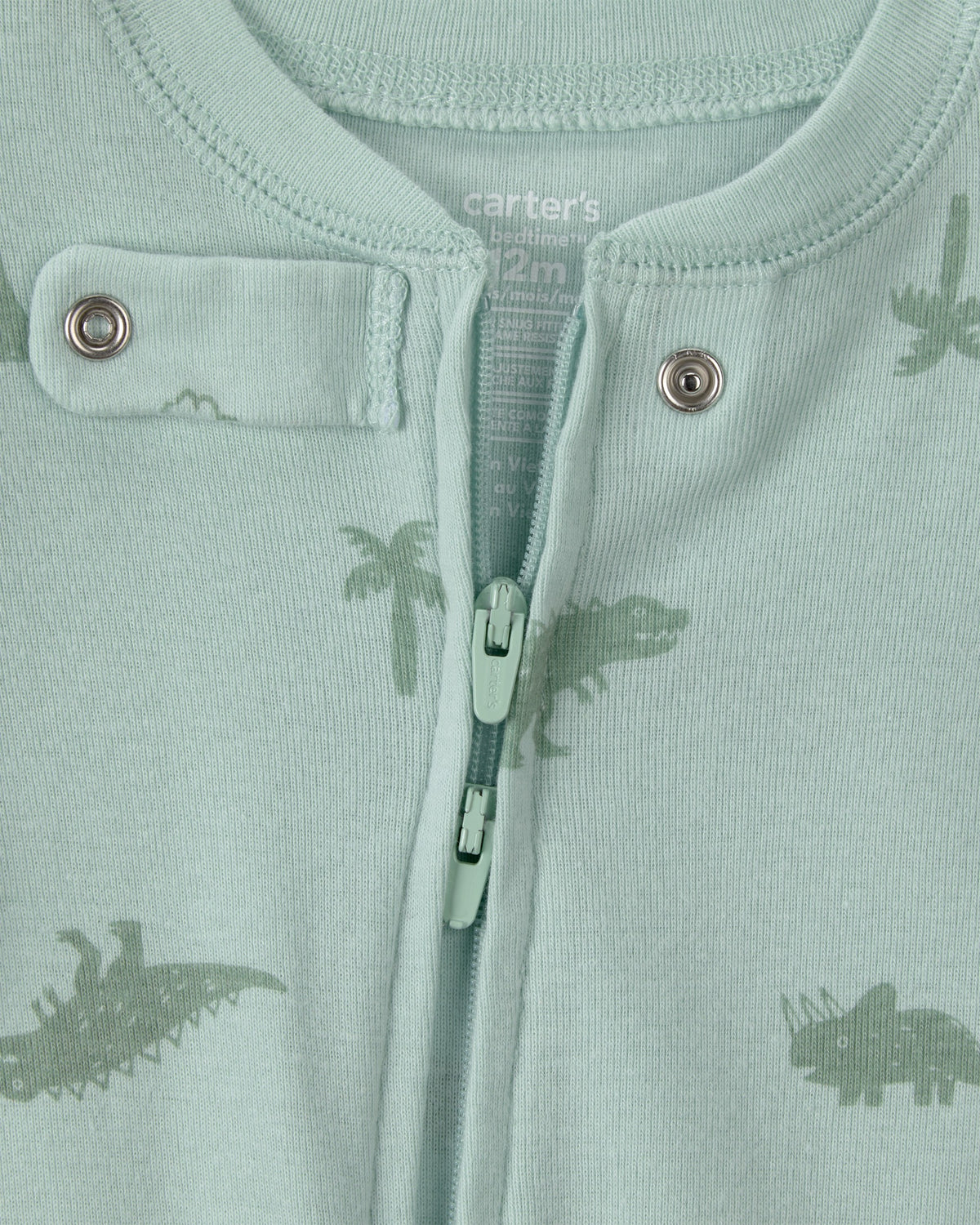 Pijama De Algodón De Ajuste Ceñido Con Dinosaurio Verde - Multi